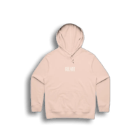 a pink hoodie with a white logo on it
